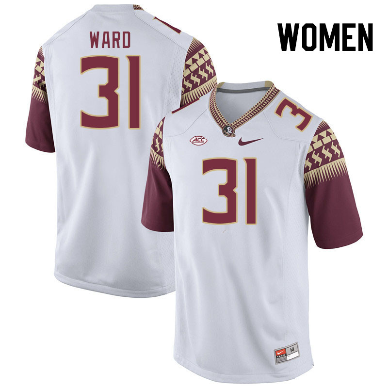 Women #31 DeMarco Ward Florida State Seminoles College Football Jerseys Stitched-White - Click Image to Close